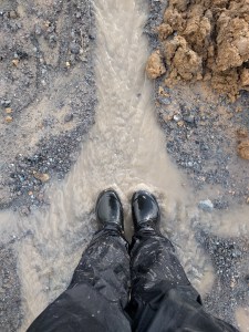 In the stream created as our well was being drilled.